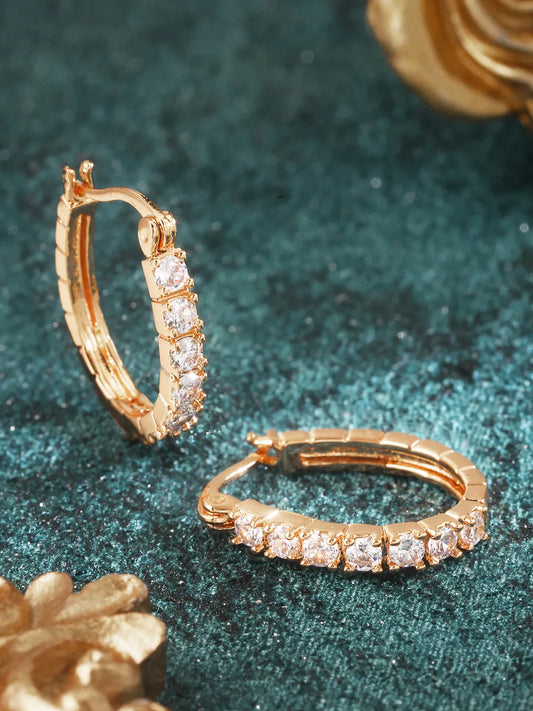Peora CZ Cascade Hoop Earrings - Gold