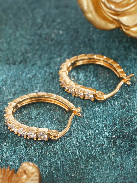 Peora CZ Cascade Hoop Earrings - Gold