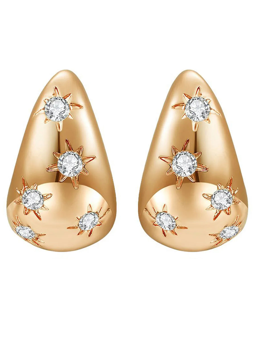 Peora Starburst CZ Huggie Earrings - Gold