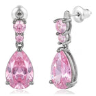 Peora Pink Pear Drop Earrings - Silver