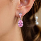 Peora Pink Pear Drop Earrings - Silver