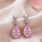 Peora Pink Pear Drop Earrings - Silver