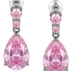 Peora Pink Pear Drop Earrings - Silver