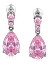 Peora Pink Pear Drop Earrings - Silver