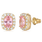 Peora Pink Solitaire CZ Stud Earrings - Gold