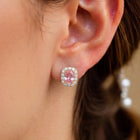 Peora Pink Solitaire CZ Stud Earrings - Gold