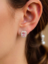 Peora Pink Solitaire CZ Stud Earrings - Gold