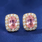 Peora Pink Solitaire CZ Stud Earrings - Gold