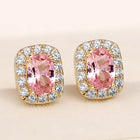 Peora Pink Solitaire CZ Stud Earrings - Gold