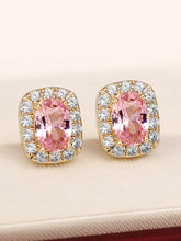 Peora Pink Solitaire CZ Stud Earrings - Gold