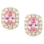 Peora Pink Solitaire CZ Stud Earrings - Gold