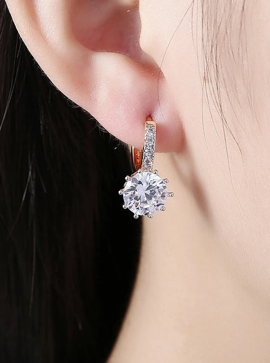 Peora Solitaire Drop Hoop Earrings - Gold