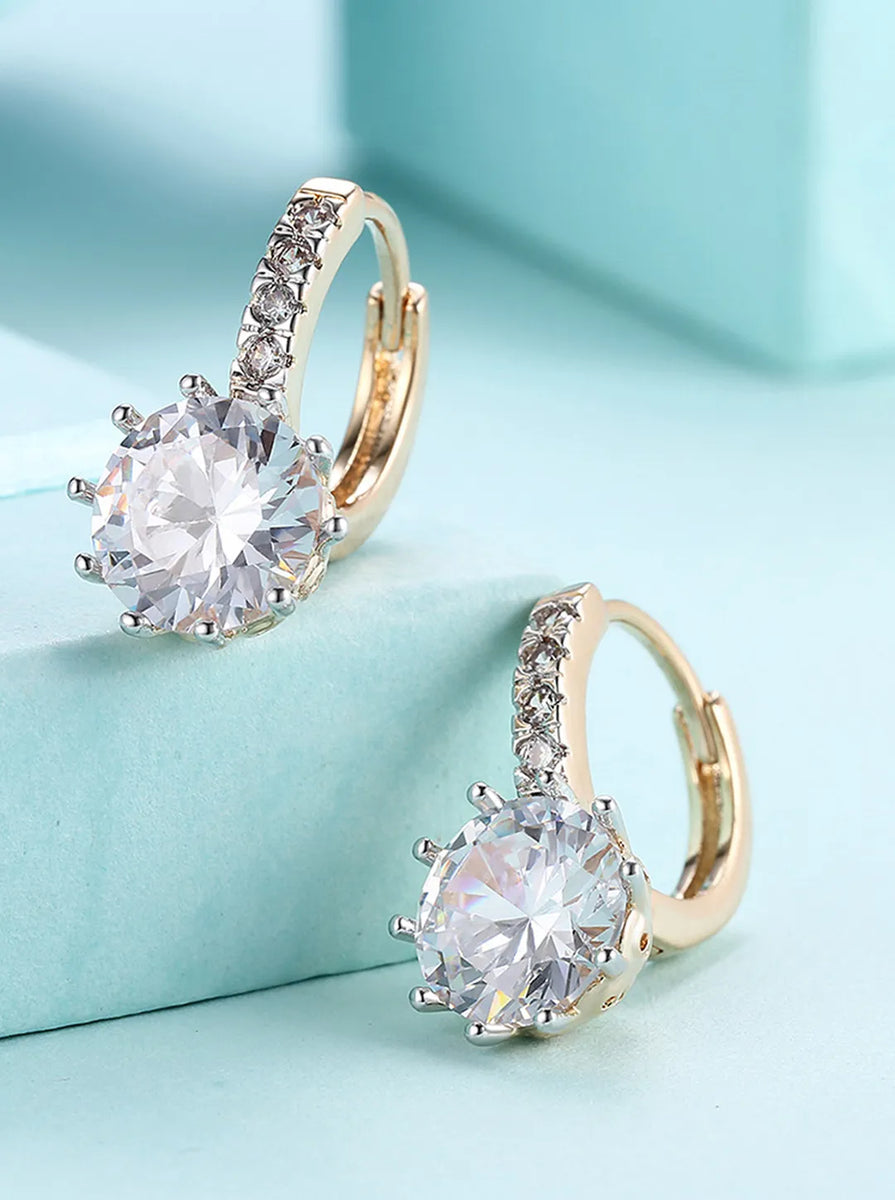 Peora Solitaire Drop Hoop Earrings - Gold