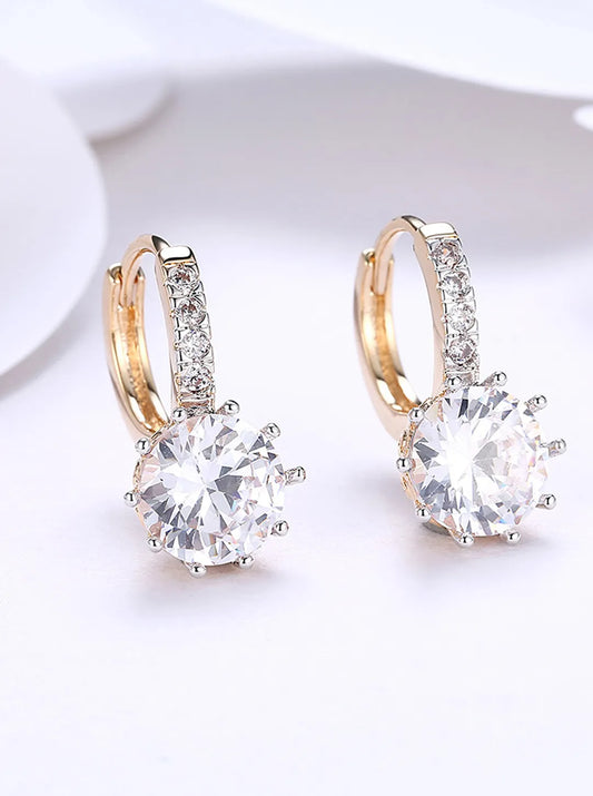 Peora Solitaire Drop Hoop Earrings - Gold
