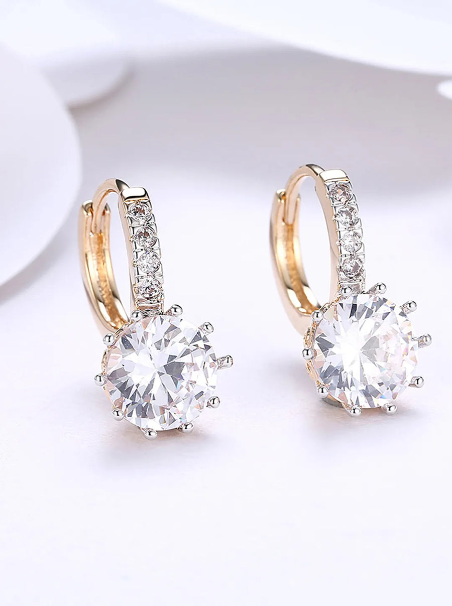 Peora Solitaire Drop Hoop Earrings - Gold