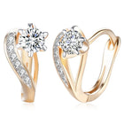 Peora Solitaire CZ Twist Hoop Earrings - Gold