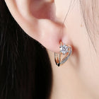 Peora Solitaire CZ Twist Hoop Earrings - Gold