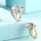 Peora Solitaire CZ Twist Hoop Earrings - Gold