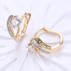 Peora Solitaire CZ Twist Hoop Earrings - Gold