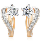 Peora Solitaire CZ Twist Hoop Earrings - Gold