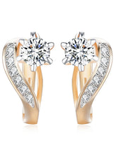 Peora Solitaire CZ Twist Hoop Earrings - Gold