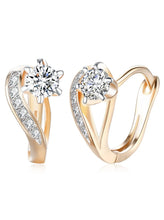 Peora Solitaire CZ Twist Hoop Earrings - Gold