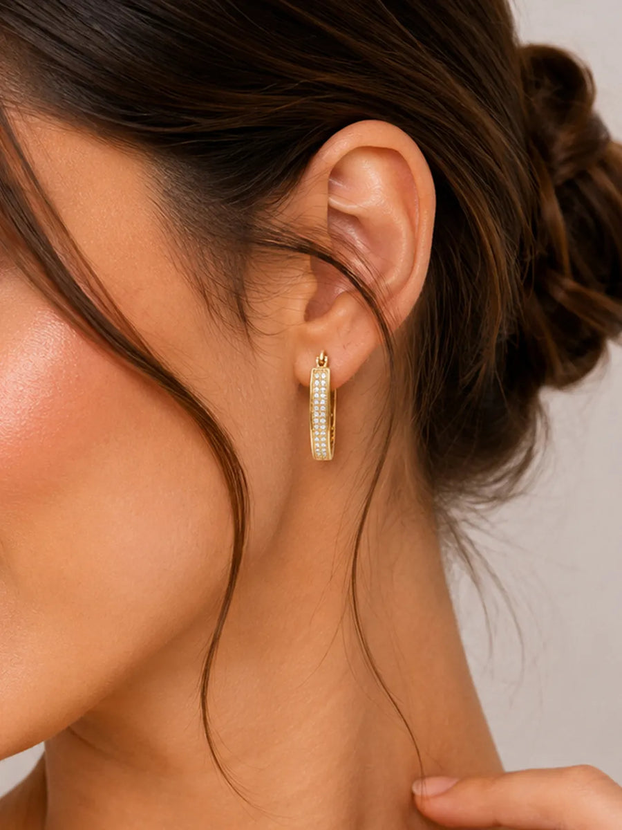 Peora Cz U Hoop Earrings - Gold