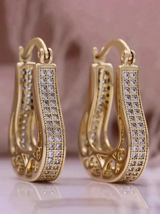 Peora Cz U Hoop Earrings - Gold