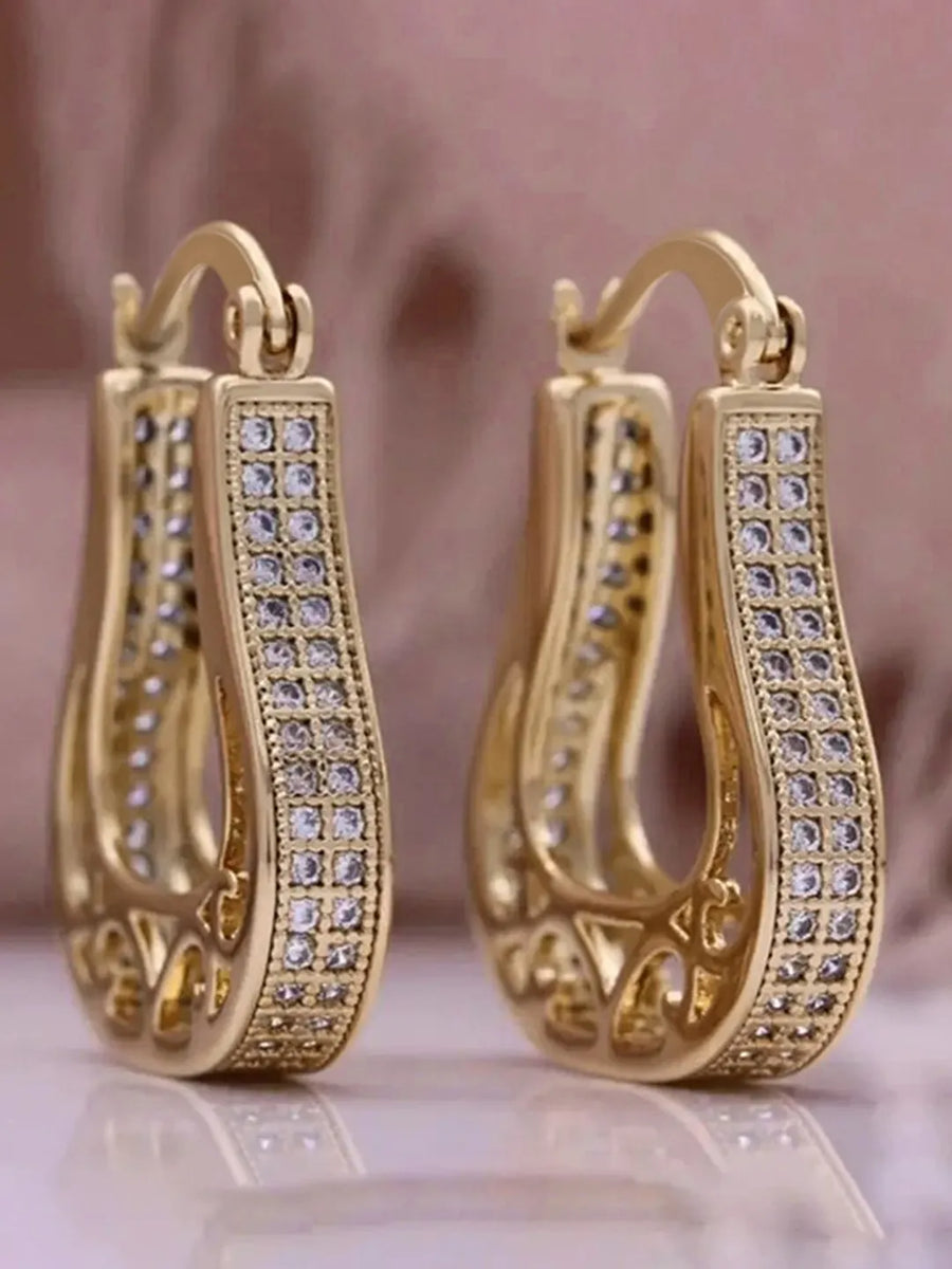 Peora Cz U Hoop Earrings - Gold