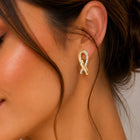 Peora CZ Ribbon Twist Earrings - Gold