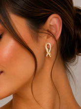 Peora CZ Ribbon Twist Earrings - Gold