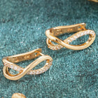 Peora CZ Ribbon Twist Earrings - Gold