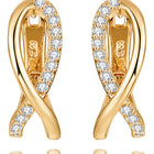 Peora CZ Ribbon Twist Earrings - Gold