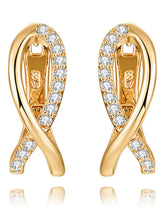 Peora CZ Ribbon Twist Earrings - Gold