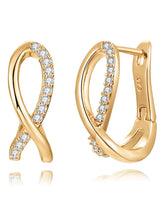 Peora CZ Ribbon Twist Earrings - Gold