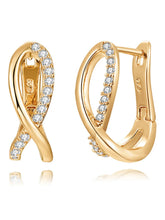 Peora CZ Ribbon Twist Earrings - Gold