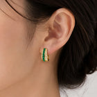 Peora Edgy Emerald Crystal Hoop Earrings