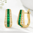 Peora Edgy Emerald Crystal Hoop Earrings