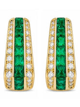 Peora Edgy Emerald Crystal Hoop Earrings