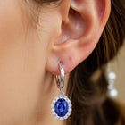 Peora Blue Orbit Drop Earrings - Silver