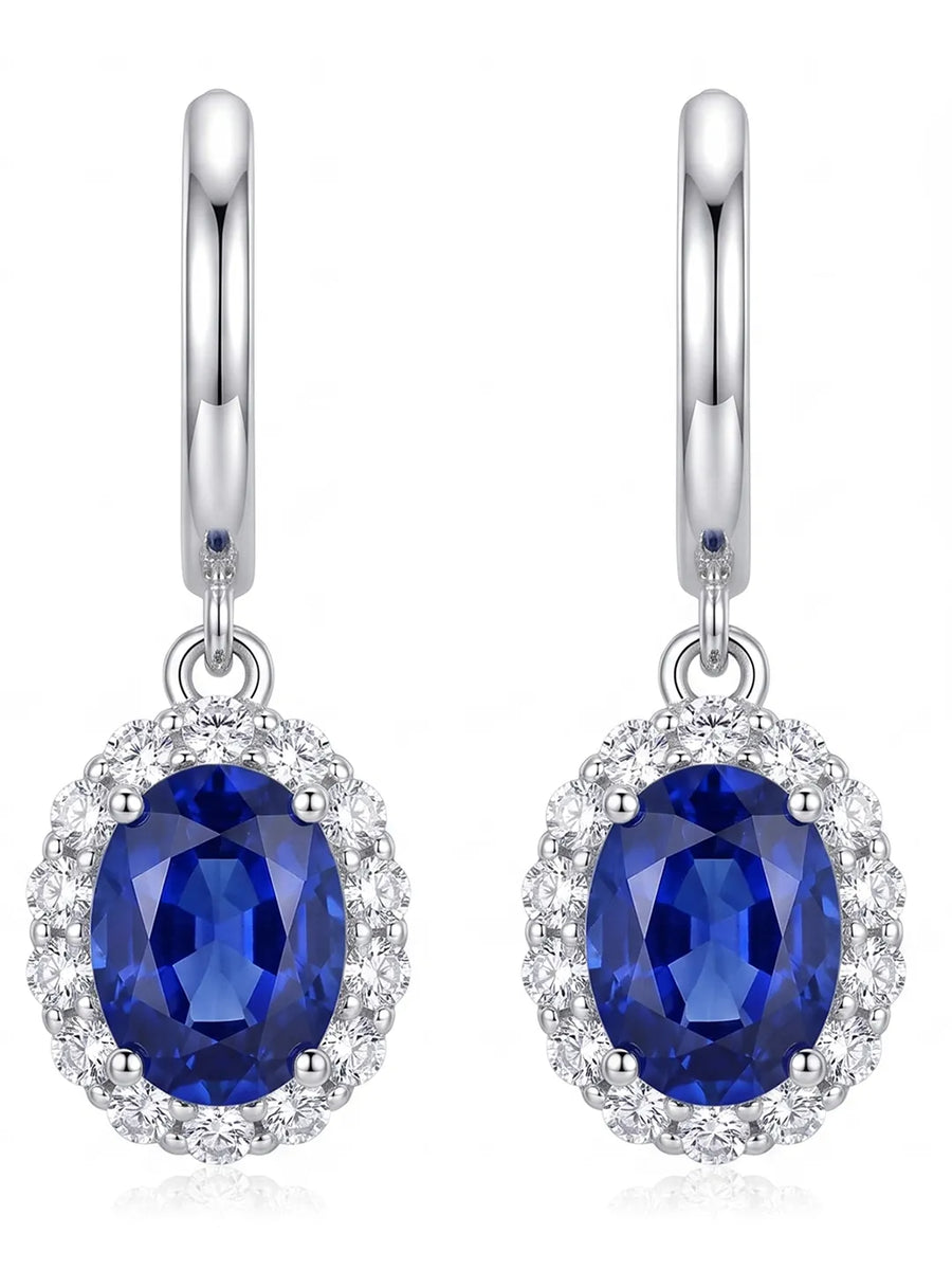 Peora Blue Orbit Drop Earrings - Silver