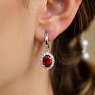 Peora Ruby Orbit Drop Earrings - Silver
