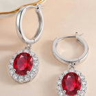 Peora Ruby Orbit Drop Earrings - Silver