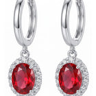 Peora Ruby Orbit Drop Earrings - Silver