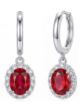 Peora Ruby Orbit Drop Earrings - Silver