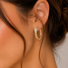 Peora Link Pattern Statement Hoop Earrings - Gold
