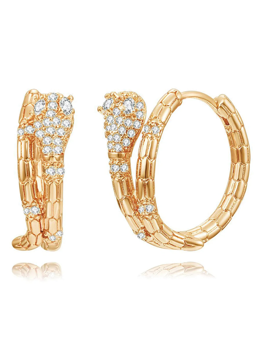 Peora Link Pattern Statement Hoop Earrings - Gold