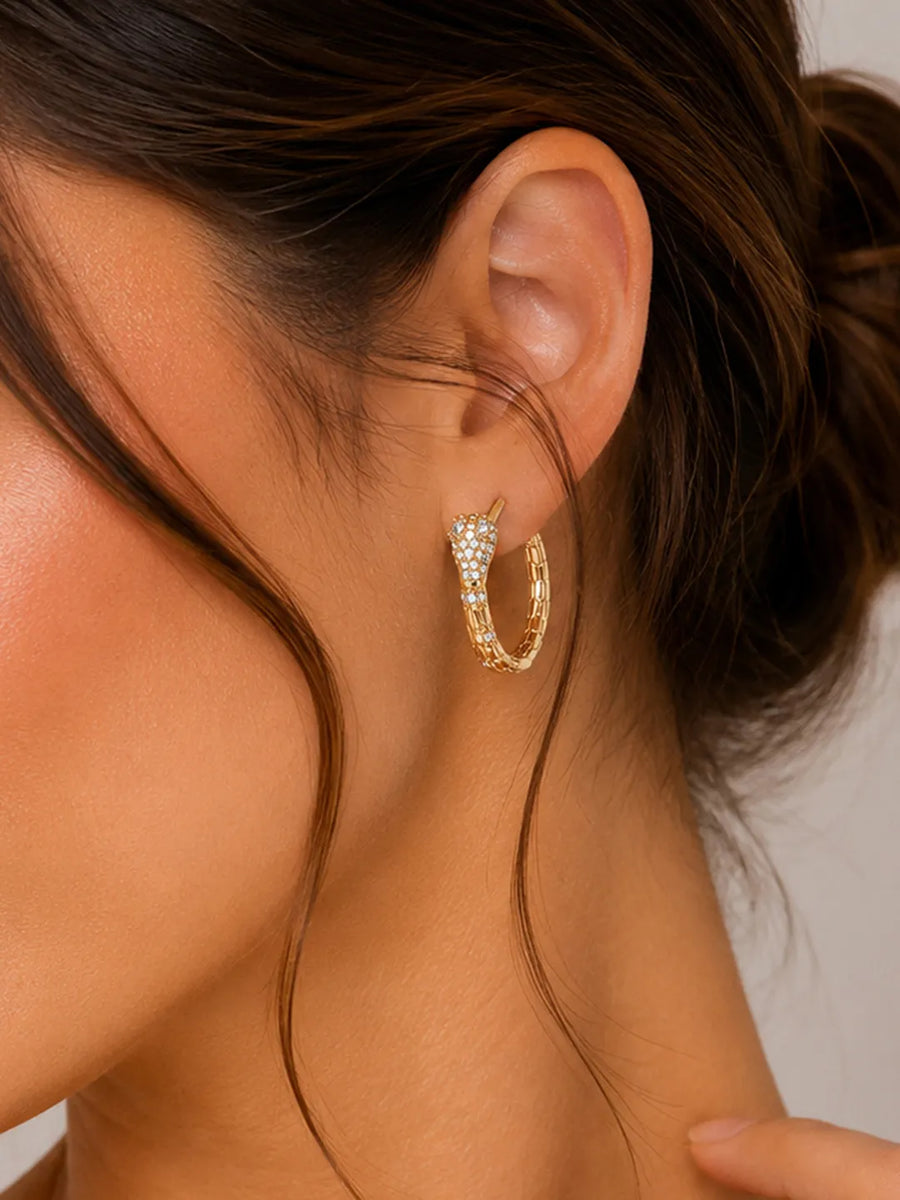 Peora Link Pattern Statement Hoop Earrings - Gold