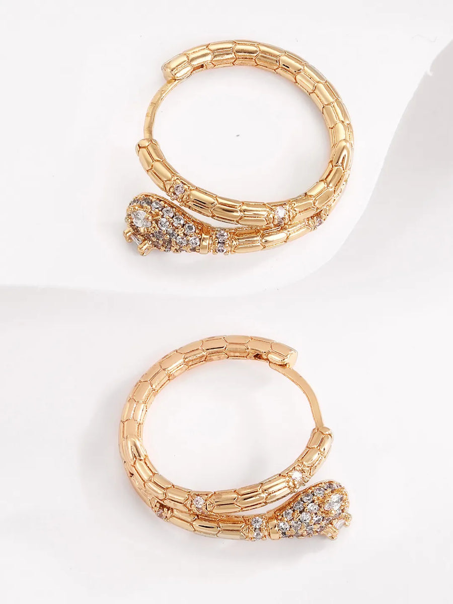 Peora Link Pattern Statement Hoop Earrings - Gold