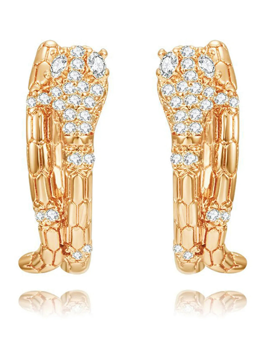 Peora Link Pattern Statement Hoop Earrings - Gold